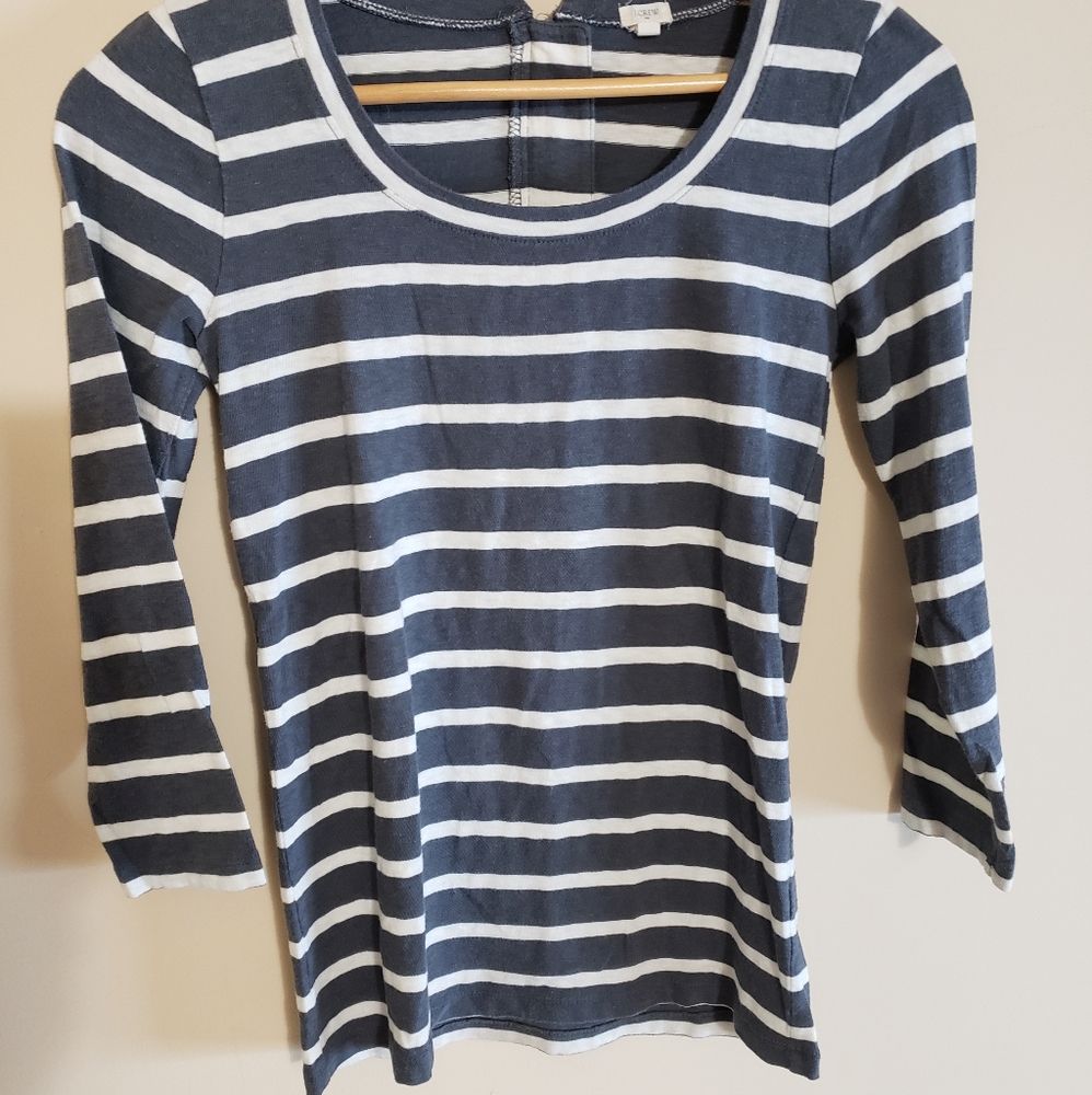 J. Crew Gray and White Striped Shirt.